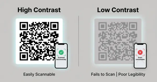 High Contrast QR vs Low Contrast QR